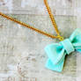 Mint Bow Necklace - Handmade Original Jewelry