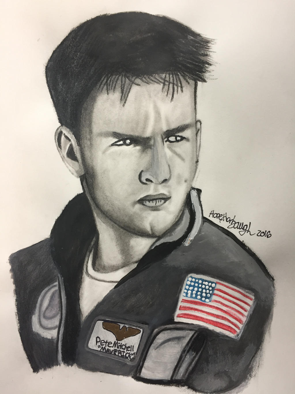 Maverick (Tom Cruise) TopGun Mixed Media Portrait by DOHGirl01994ART on