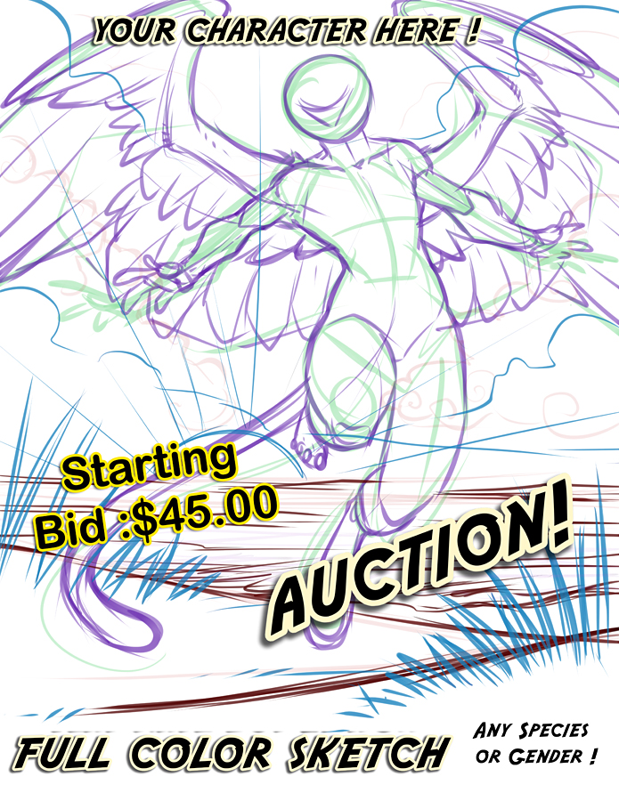 YCH SunSet Wings Full Color Sketch  Auction