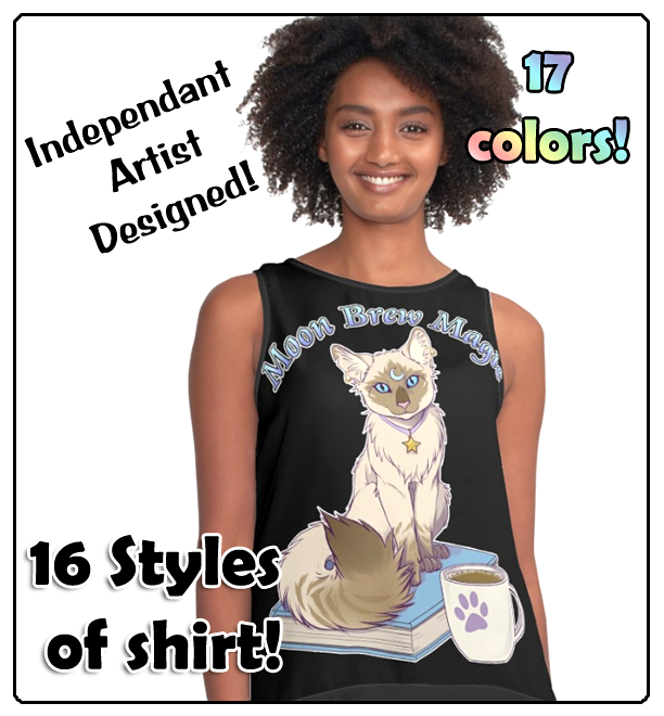 Moon Brew Magic Cute Kitty and Coffee Shirts by lady-cybercat