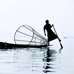 Fishing boat on Lake Inle