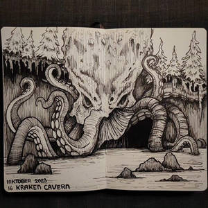 Inktober 16 Kraken Cavern