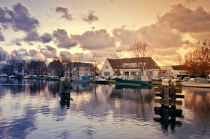 Nederland en de warme winter zonsondergang