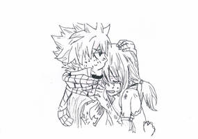Natsu X Lucy - Comfort - Penned outline