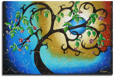 Whimsical Blue Moon Painting