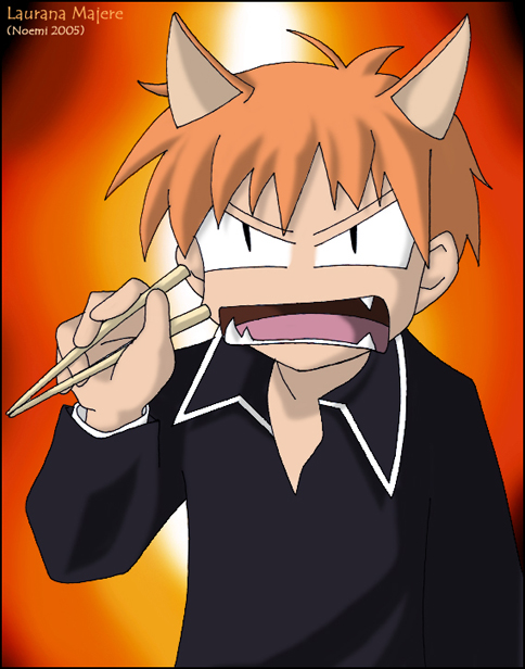 Kyo-neko with chop-sticks