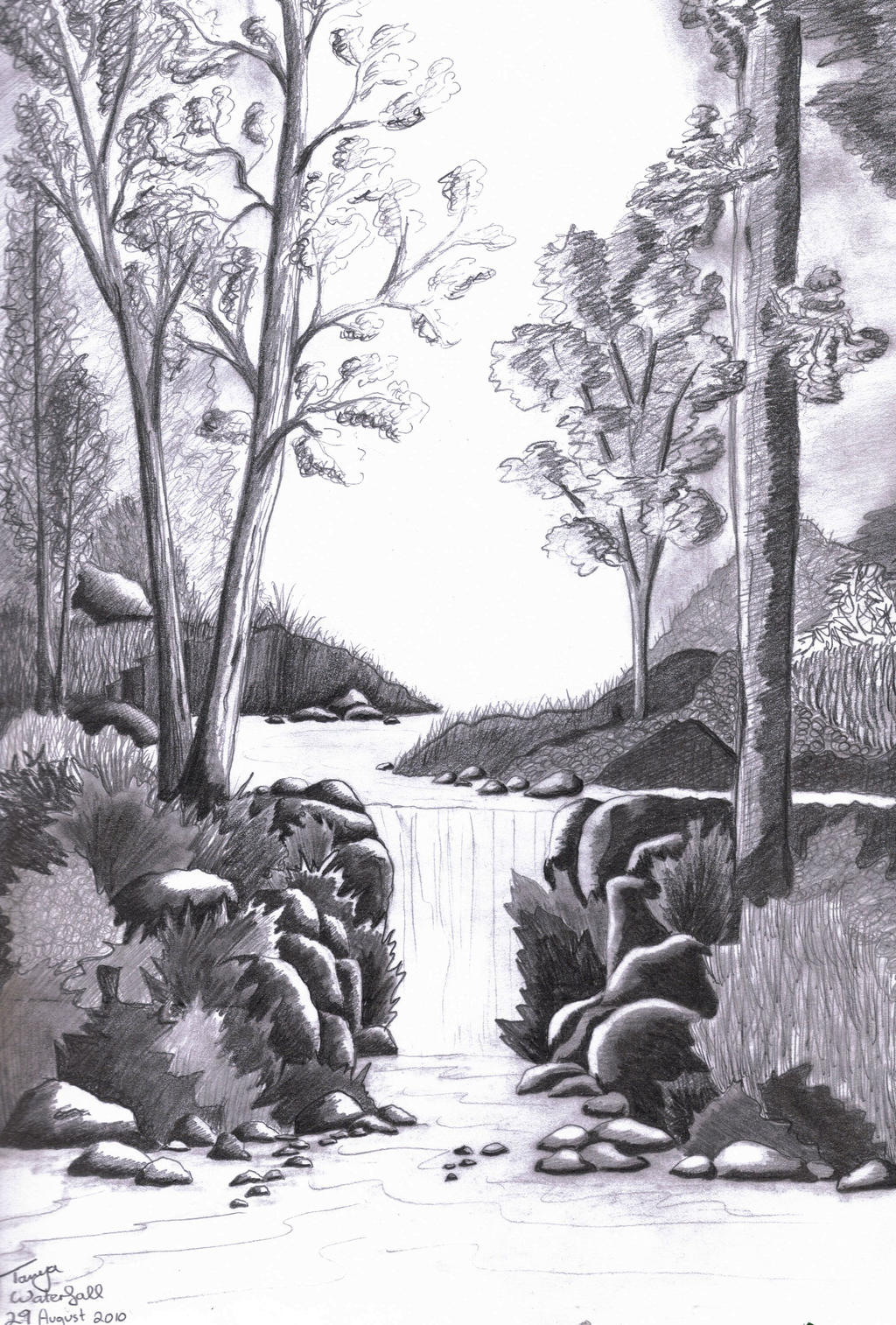 Forest Waterfall - Sketch by Elentarri on DeviantArt