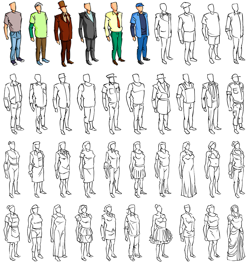 sketchy infographic elements : human : wip