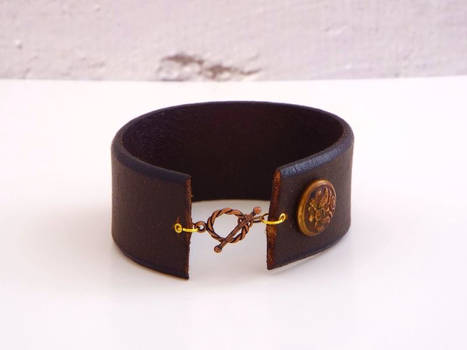 steampunk leather military cuff bracelet