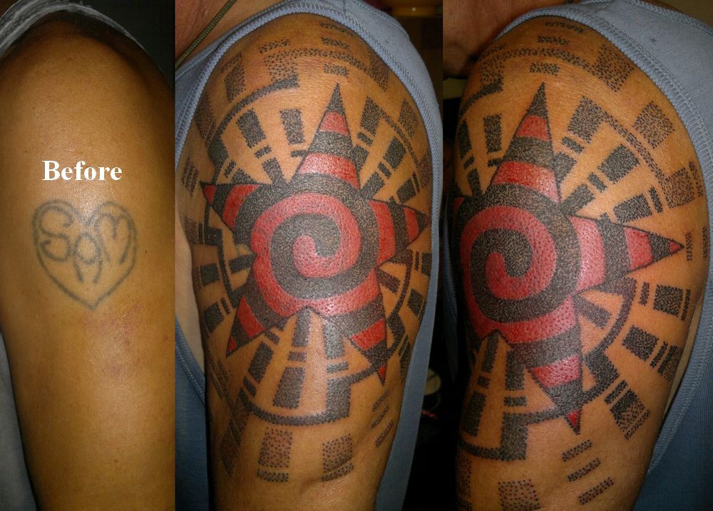 Geometric Dotwork star cover up tattoo by r6j6ctART on DeviantArt