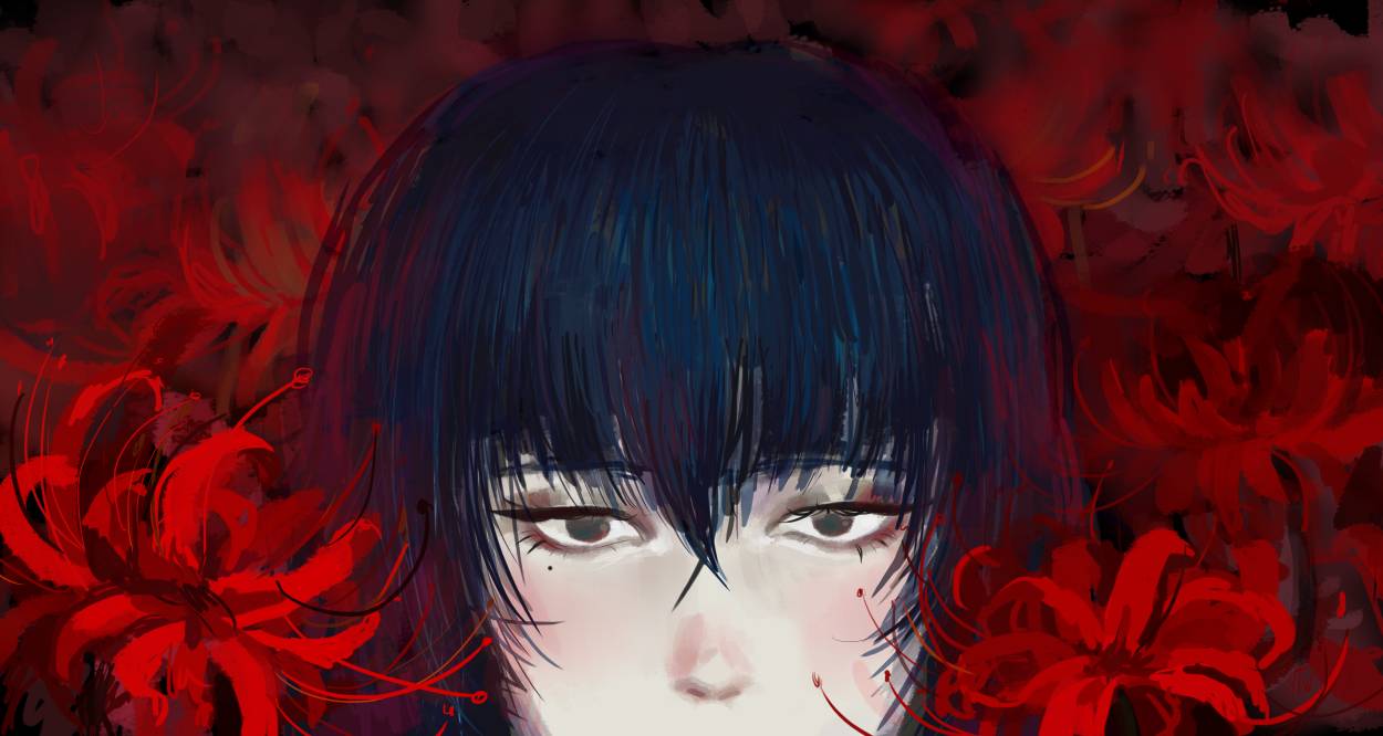 Red anime flowers by internetovsky on DeviantArt