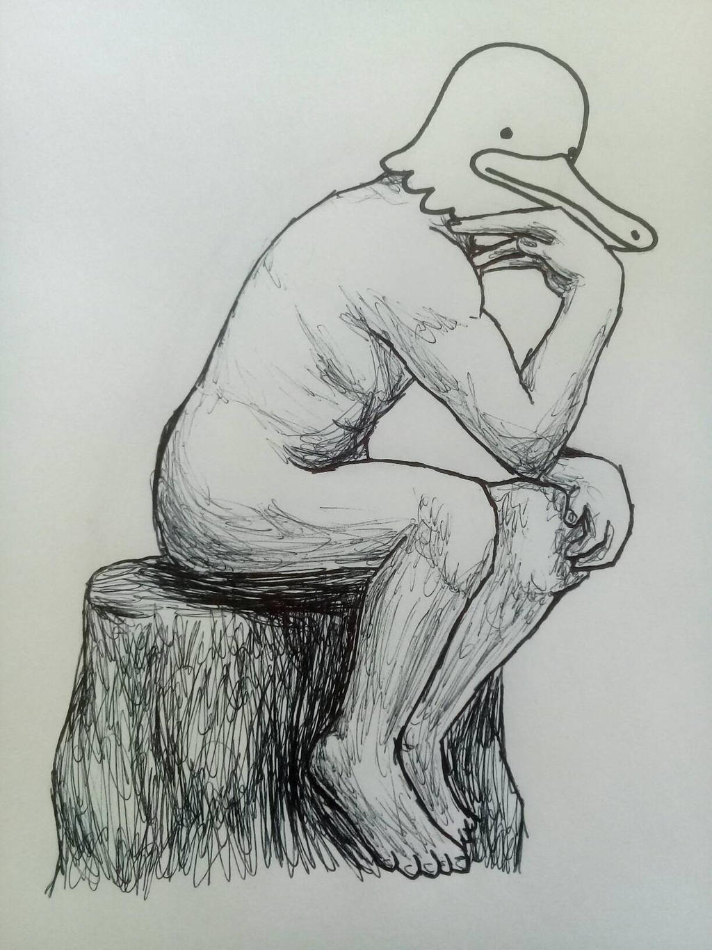 Duck Thinker - Inktober day #25