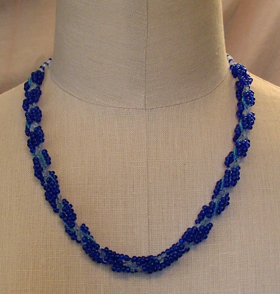 Seed bead necklace in blue