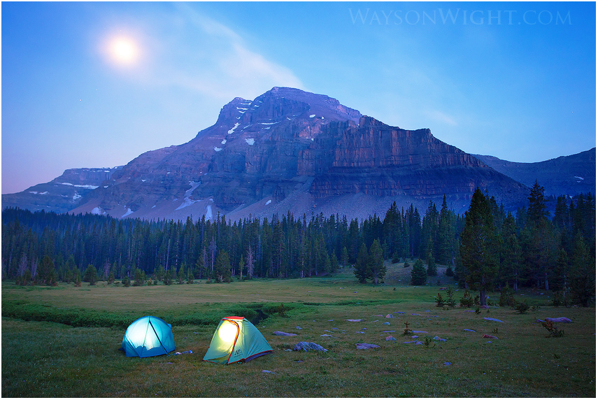 Moonrise over Ostler Peak