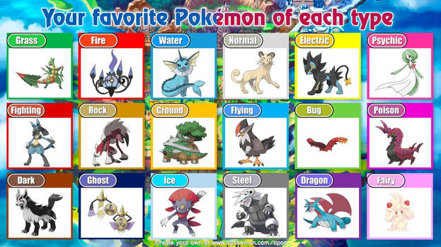 My Favorite Pokemon Of Each Type