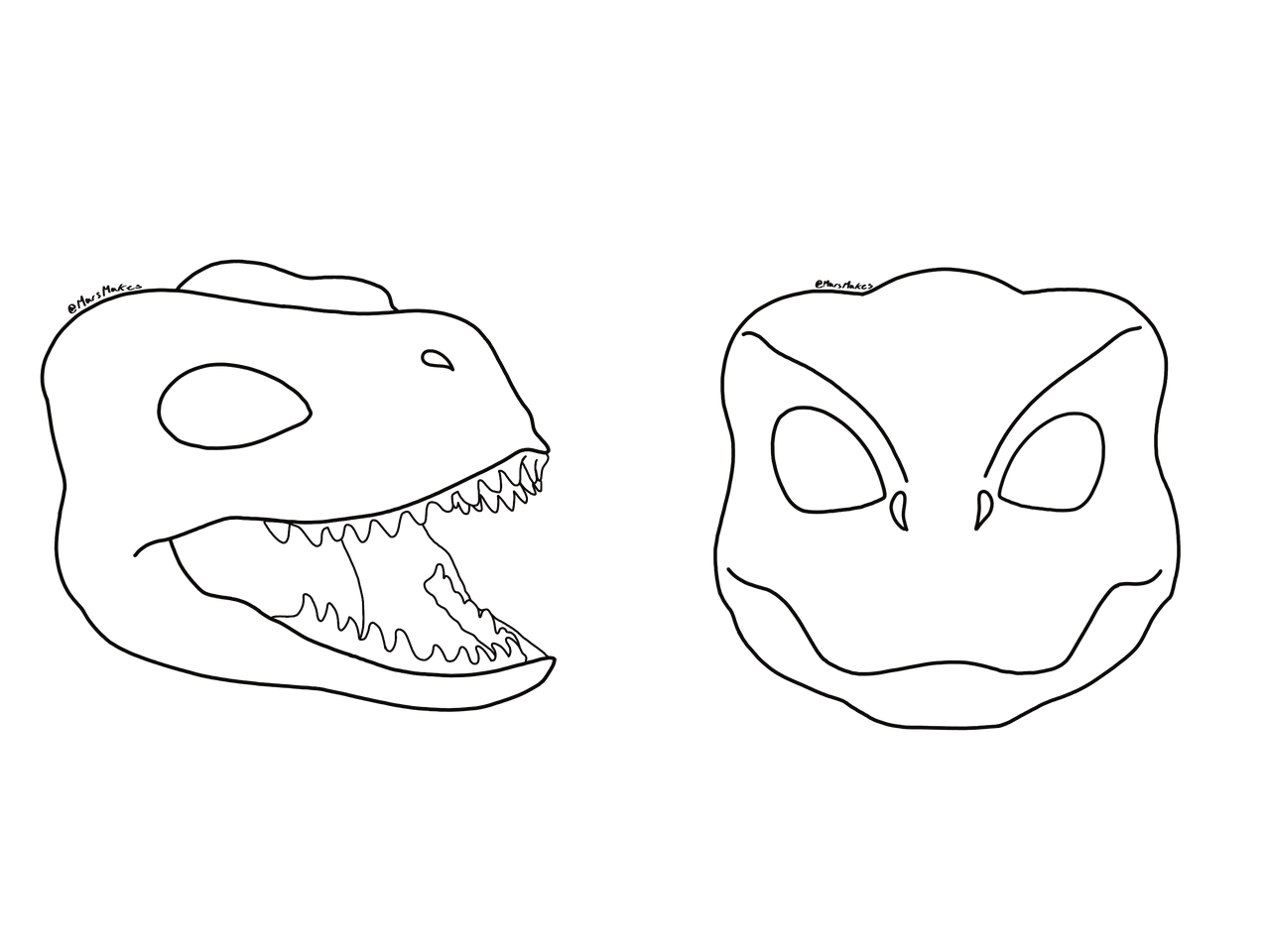 Dino Mask Drawing Template