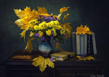 From a series of Autumn on the dresser with books