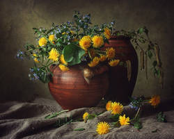 Spring still life with a snail