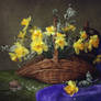 Still life with yellow daffodils