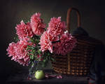 Still life with a basket of dahlias by Daykiney