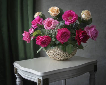 Summer bouquet of garden roses