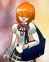 Haruka with her School Bag - by PuddingGenocide