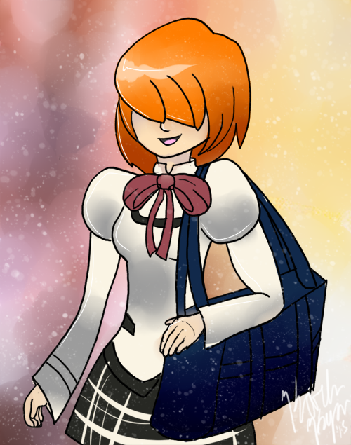 Haruka with her School Bag - by PuddingGenocide