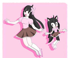 Piink-rose Human And Cat Selves