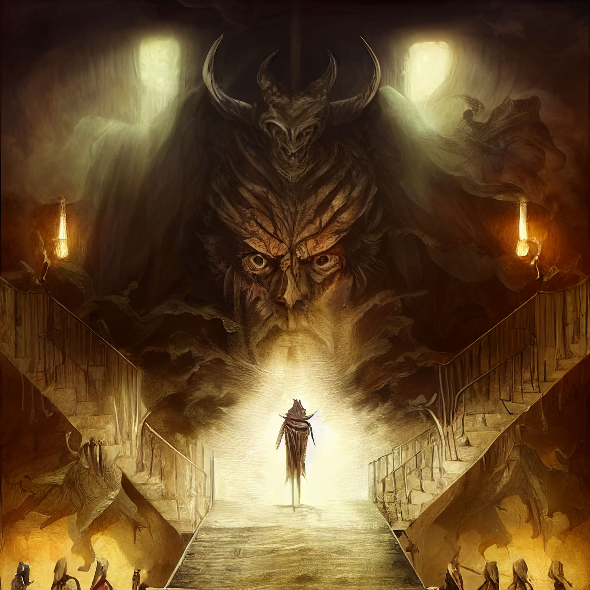 Demon infront of the ruler of the underworld by Veilandir on DeviantArt