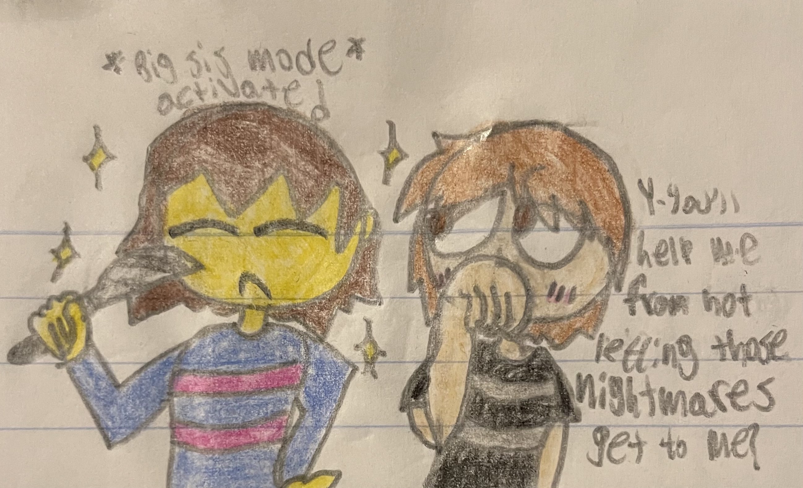 Scared Frisk Frisk promises to protect the Crying Child by Allosauridz06 on DeviantArt