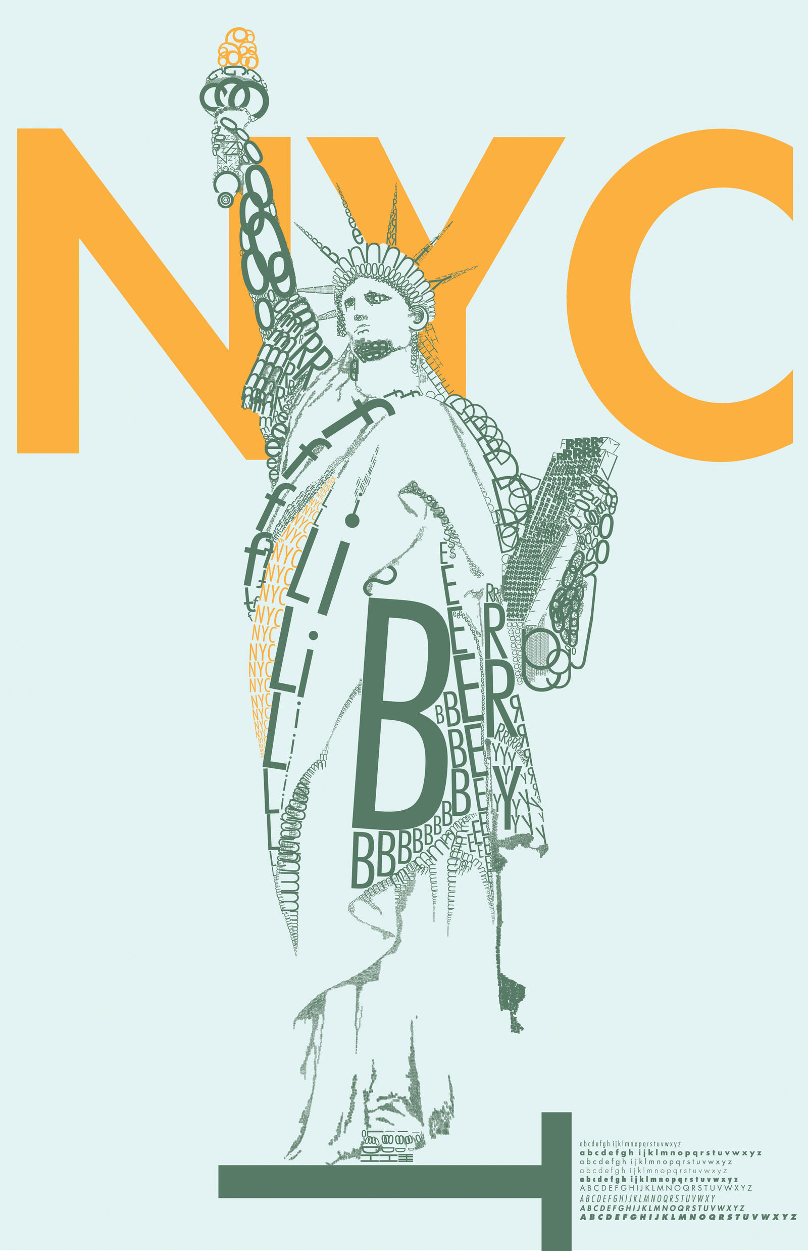 NYC poster made with letters -
