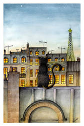 Le chat sur les toits de Paris