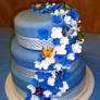 Blue 3 Tier with Hydrangeas