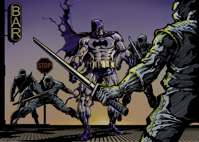 Batman vs. Ninjas in color wit by artmanbat on DeviantArt