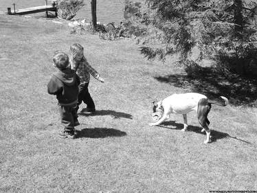 kids and dog