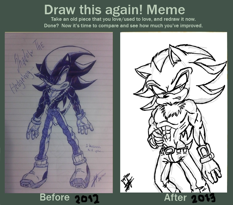 Draw This Again Meme Shadow the Hedgehog