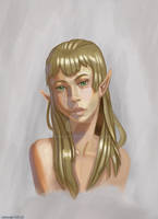 Young Eldar Female portrait, Warhammer 40k, by bshinart