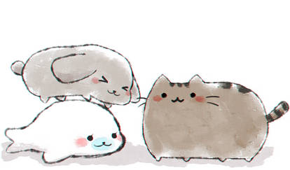 Mamegoma, Pusheen, and Mofutan