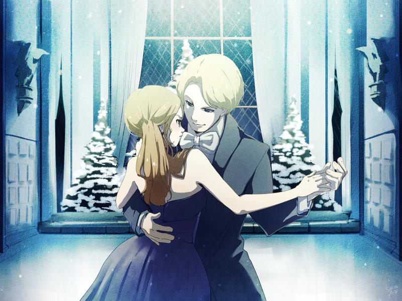 Commission - Bridget and Malffoy at Yule Ball