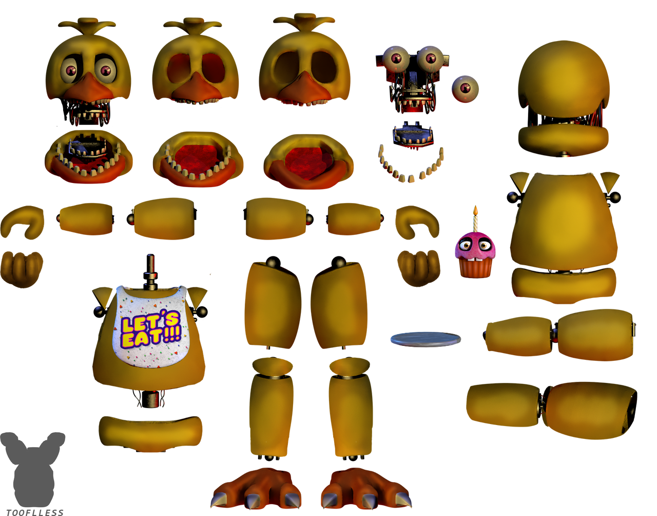 Unwithered Chica PNG Pack by Tooflless on DeviantArt