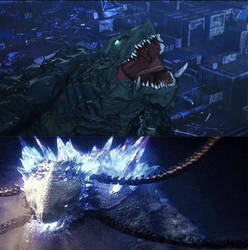 Gamera faces Shimu chained