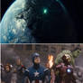 The Avengers vs. Harverster mothership