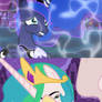 Celestia crying as she sees her sister suffering