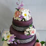 Purple Cake with Flowers