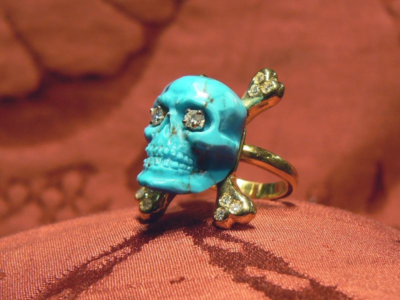 Turquoise Skull Ring