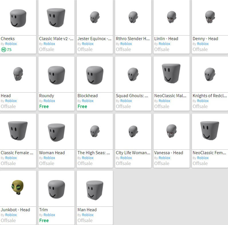 My Roblox inventory: Heads by StormFX93RBLX on DeviantArt