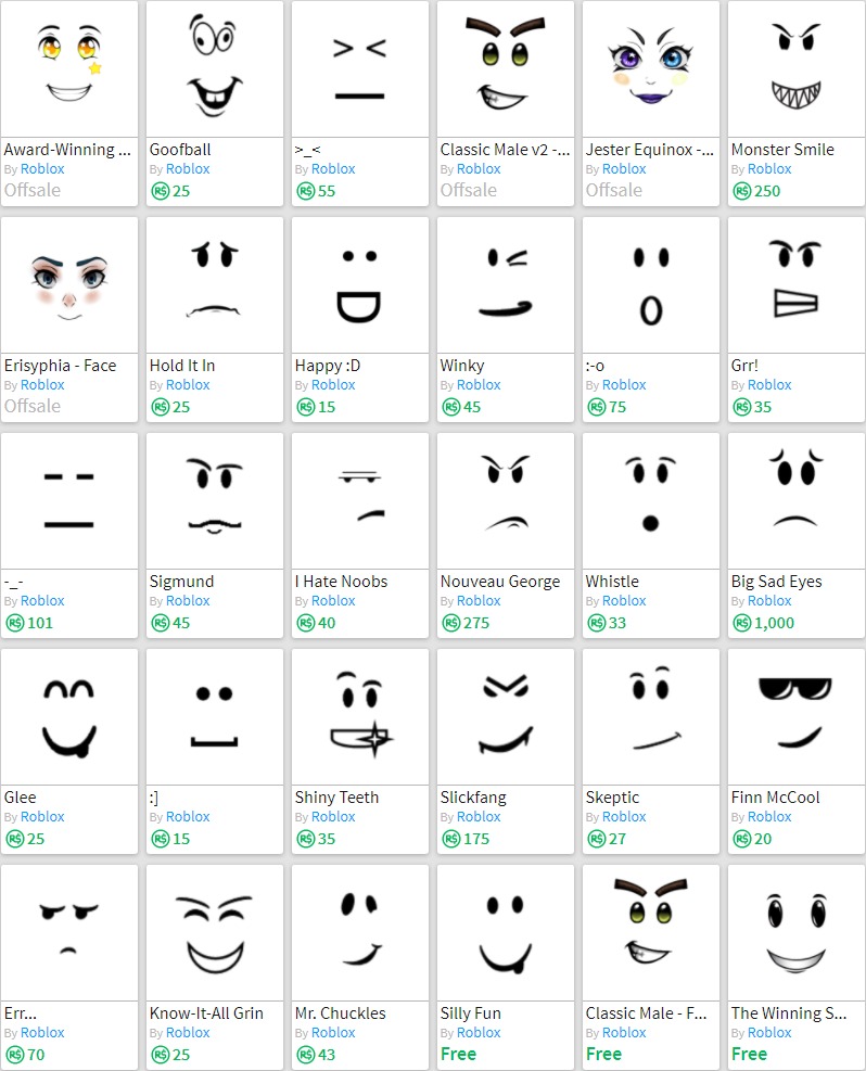 my version of Roblox Faces Guide, and that's kind of it. : r