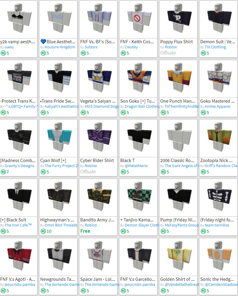 My Roblox inventory: Shirts (P4) by StormFX93RBLX on DeviantArt