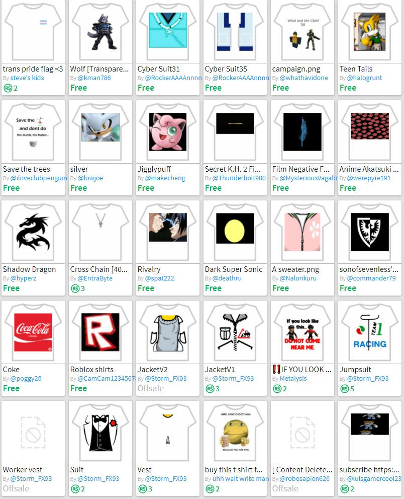 My Roblox inventory: T shirts (P1) by StormFX93RBLX on DeviantArt My Roblox inventory: T shirts (P1) by StormFX93RBLX on DeviantArt