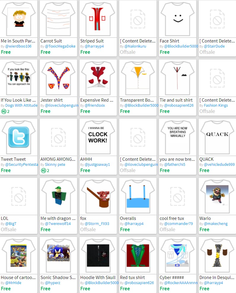 My Roblox inventory: Shirts (P4) by StormFX93RBLX on DeviantArt